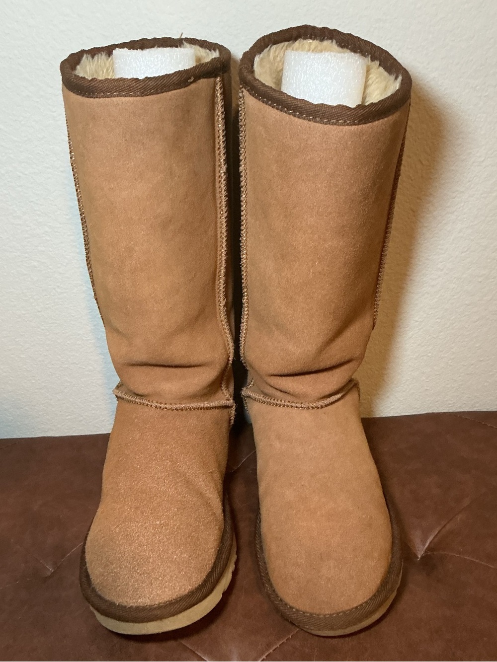 Women's Tall Shearling-Lined Suede Boots - Chestnut